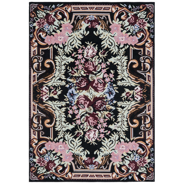 Lark Manor Adith Black/Pink Machine Washable Rug & Reviews Wayfair